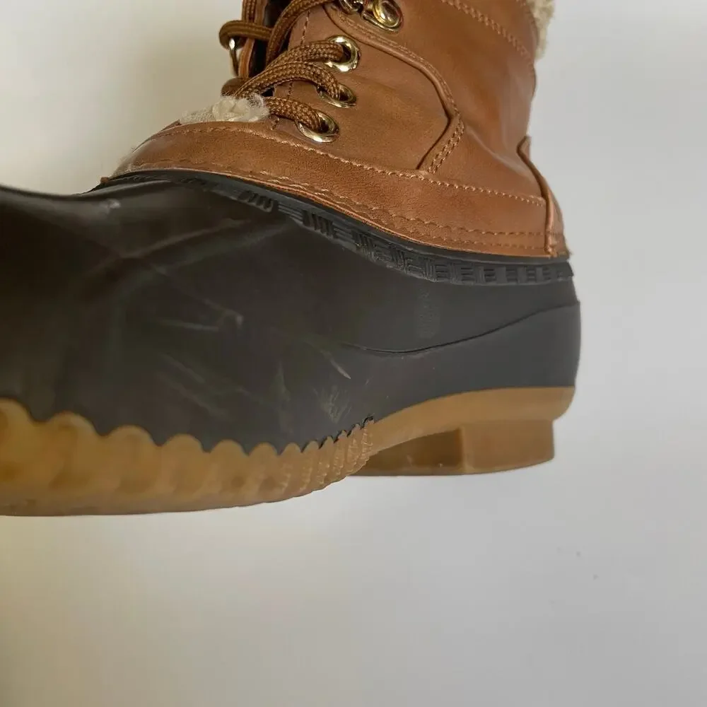 Tommy Hilfiger Rainah Duck Boots Womens 8M Brown Waterproof Lace Up Winter
